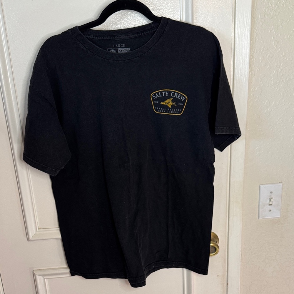Salty Crew Black Short Sleeve Tee with Gold Emblem